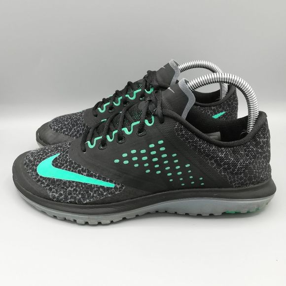 Nike FS Lite Run 2 Black Green Running Shoes - Women's 8.5 - Picture 3 of 8